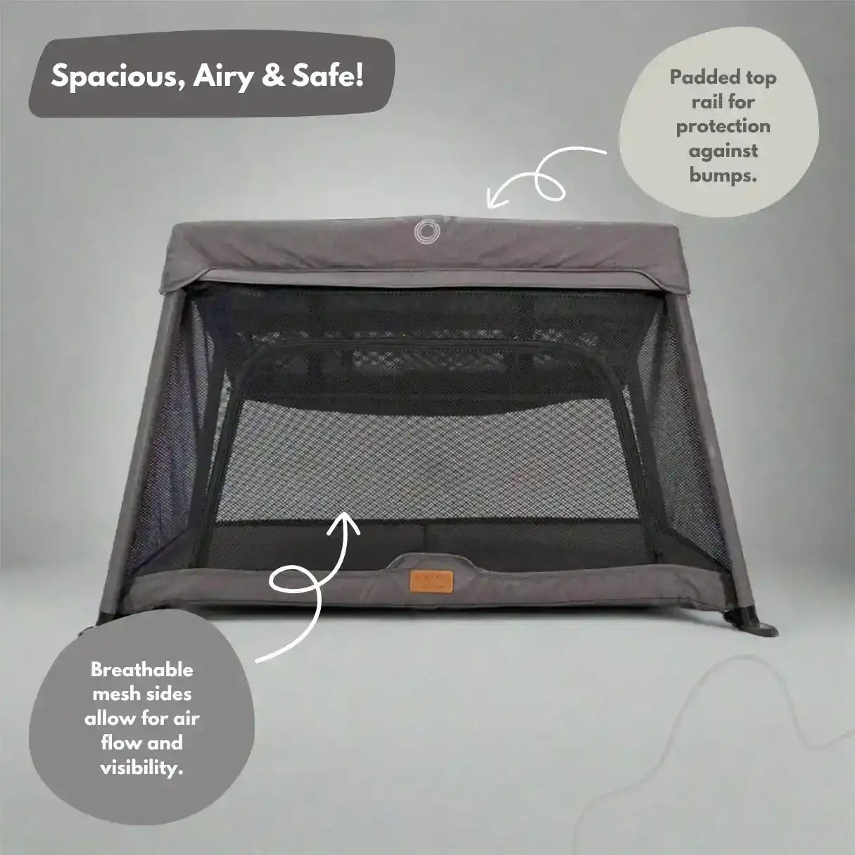 Airpod 3 Travel Cot Includes Newborn Bassinet Insert - Dark Grey