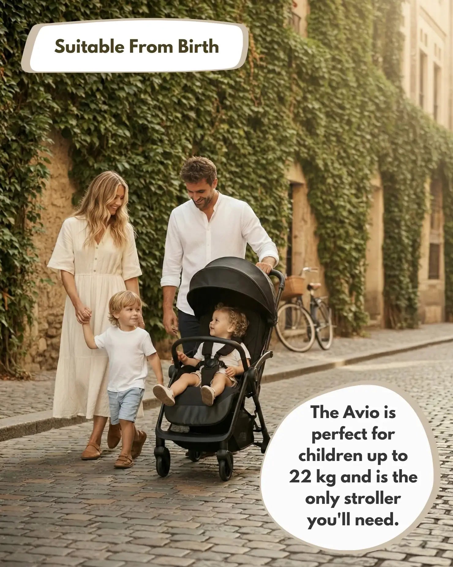 Venture Avio Compact Travel Baby Stroller - Black