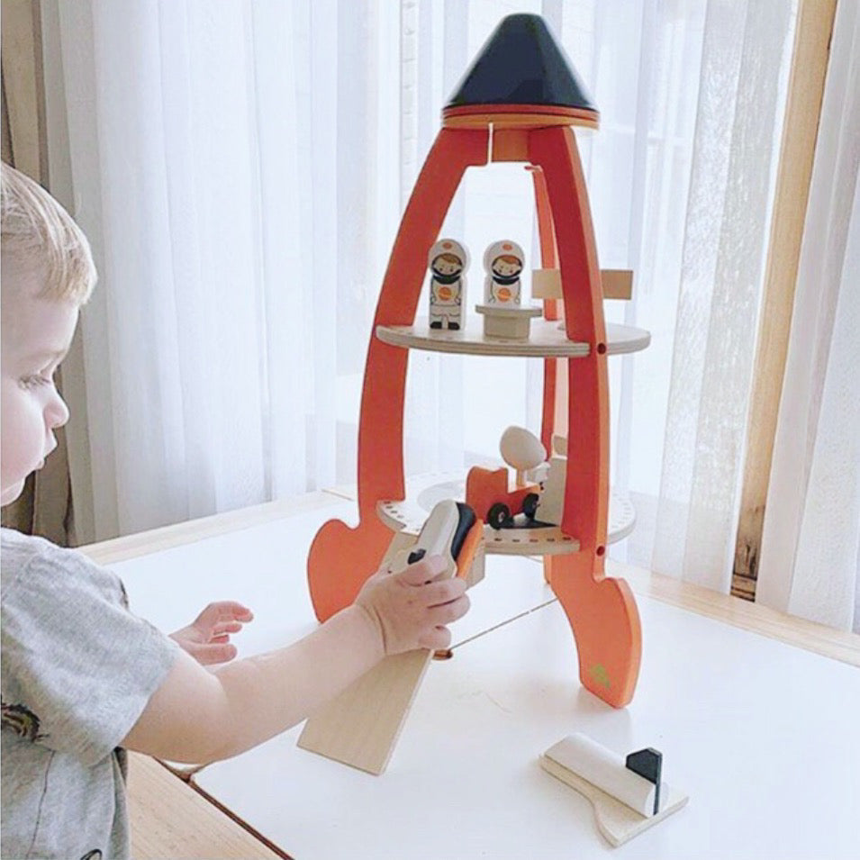 Wooden Cosmic Rocket Playset