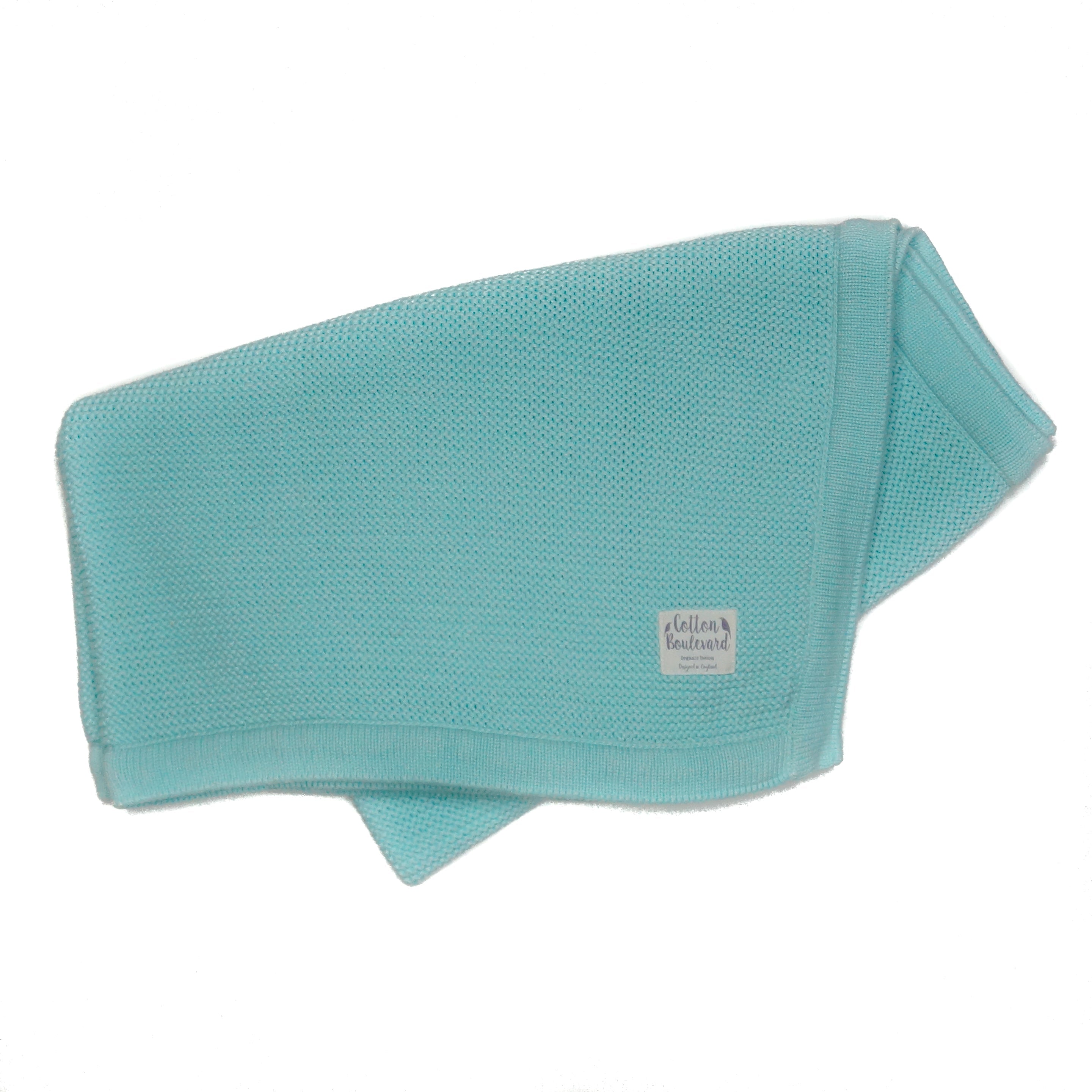 Organic Cotton Knitted Blanket - Aqua