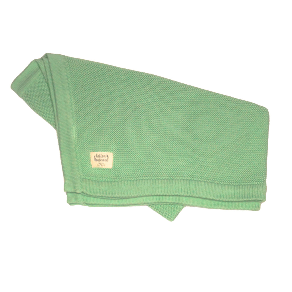 Organic Cotton Knitted Blanket - Sage Green