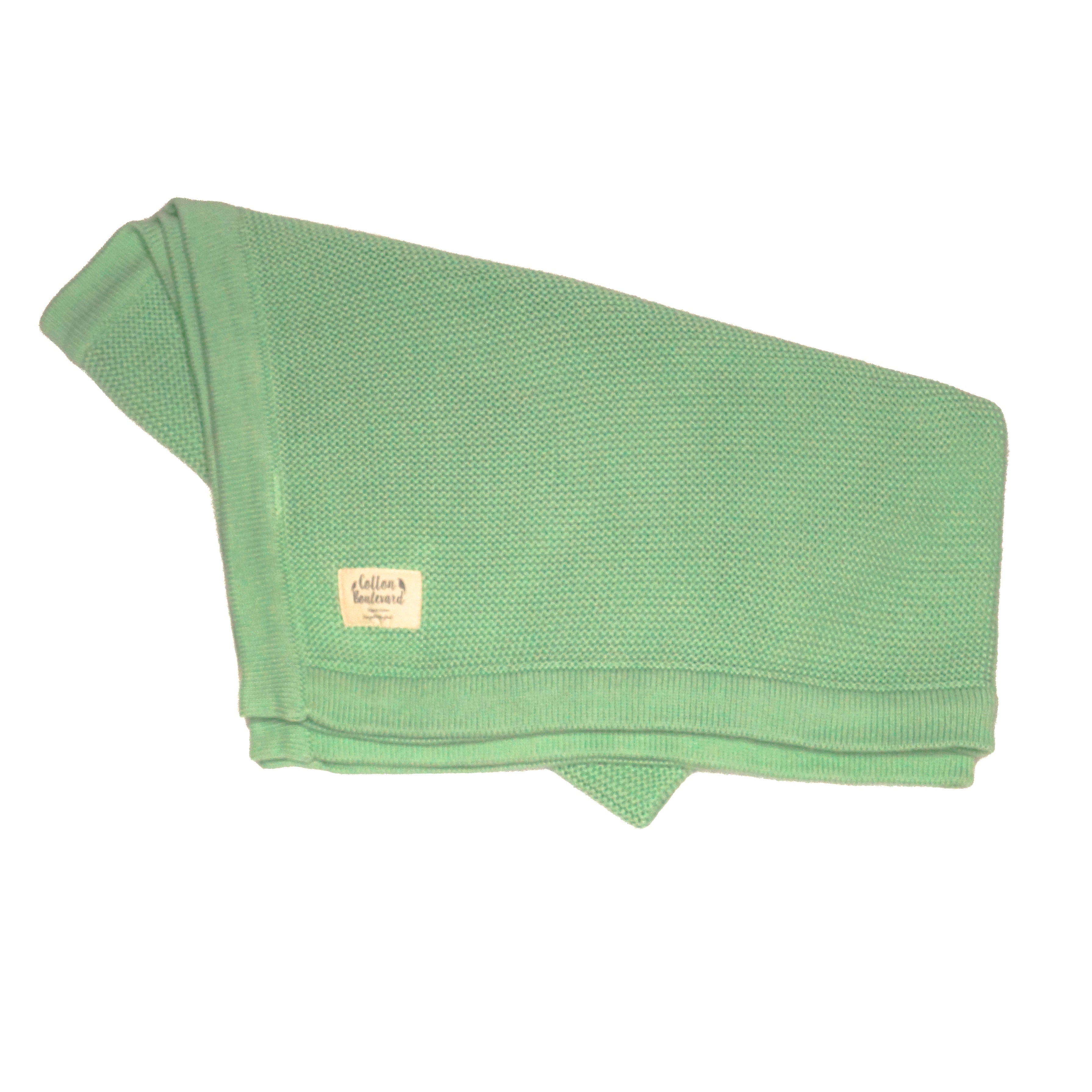 Organic Cotton Knitted Blanket - Sage Green