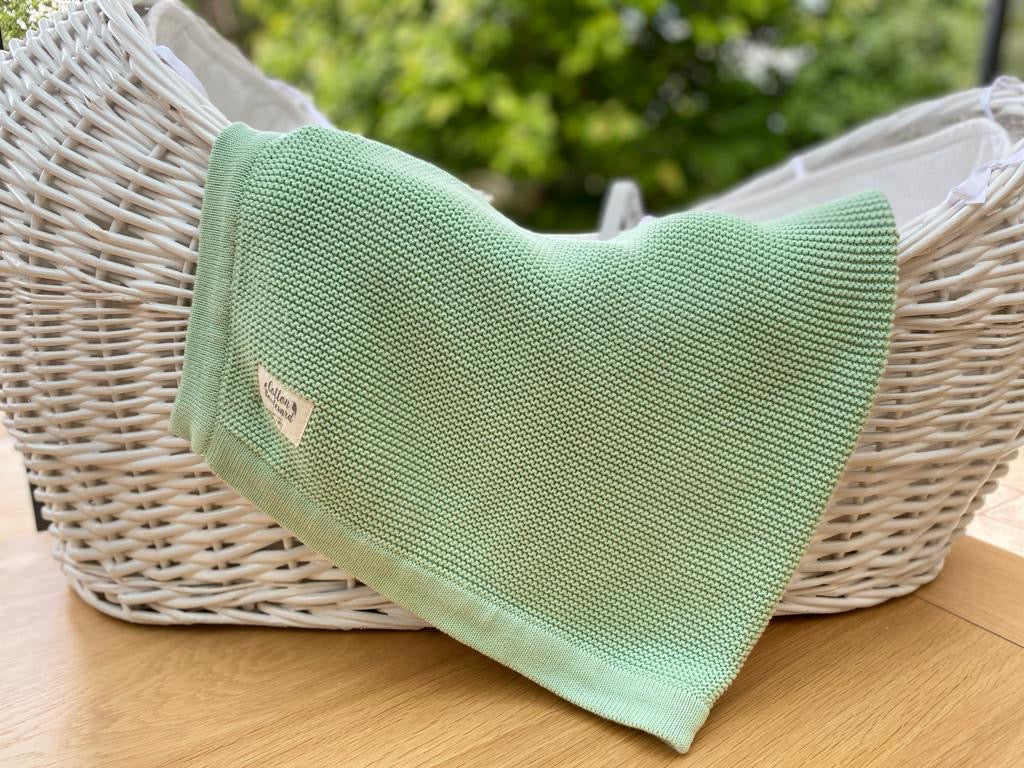 Organic Cotton Knitted Blanket - Sage Green