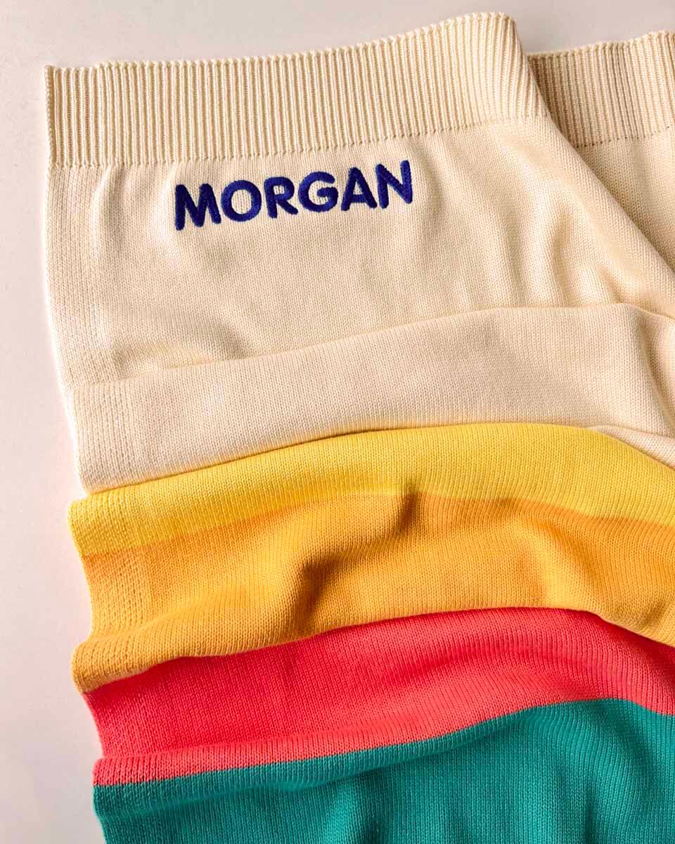 The bonniemob Personalised Pink Rainbow Stripe Organic Cotton Baby Blanket