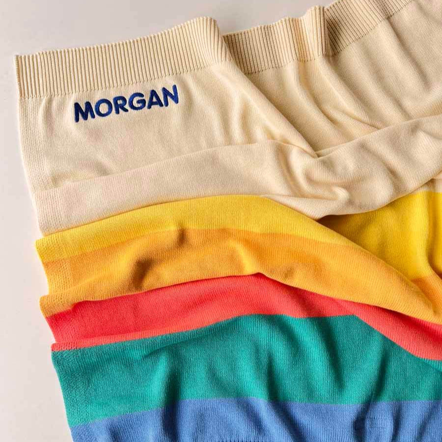 The bonniemob Personalised Pink Rainbow Stripe Organic Cotton Baby Blanket