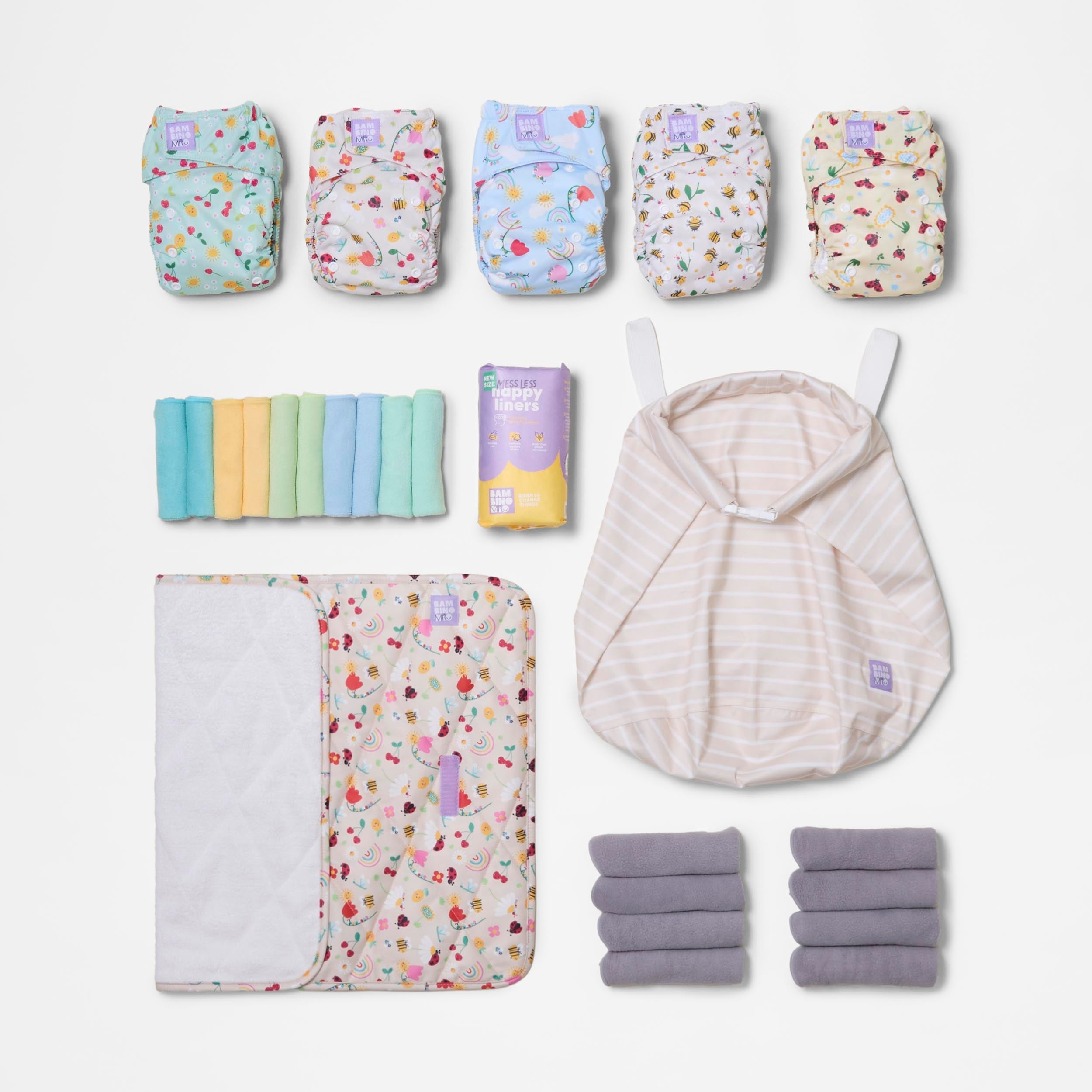 The Newborn Reusable Nappy Starter Bundle - Garden Party