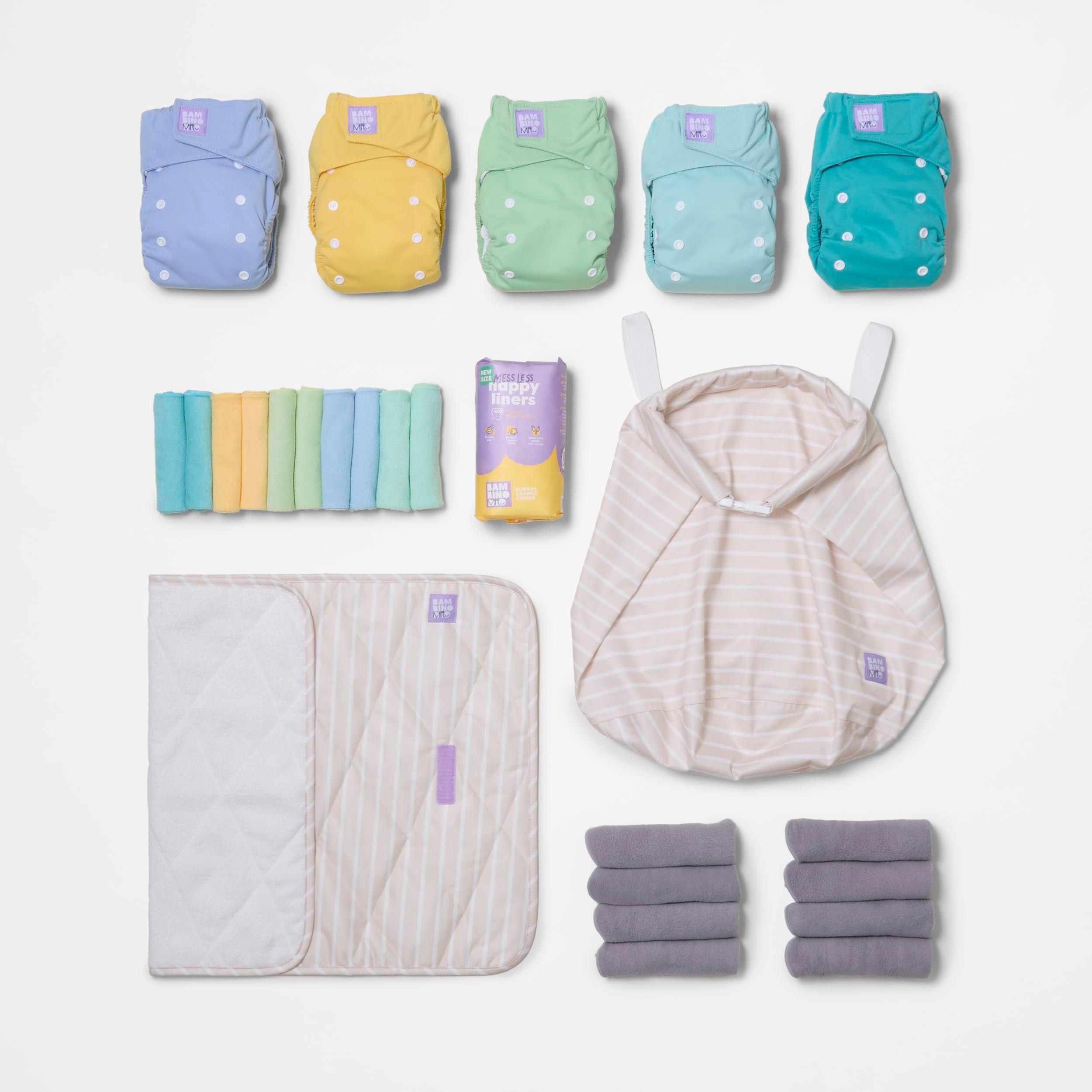 The Newborn Reusable Nappy Starter Bundle - Paintbox Pastels