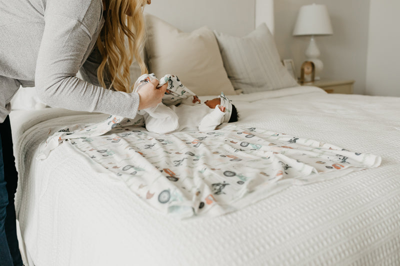 Copper Pearl Knitted Swaddle Blanket - Tractor