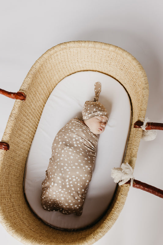 Copper Pearl Top Knot Hat - Fawn - 0-4 months