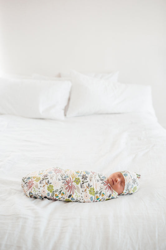 Copper Pearl Top Knot Hat - Olive - 0-4 months