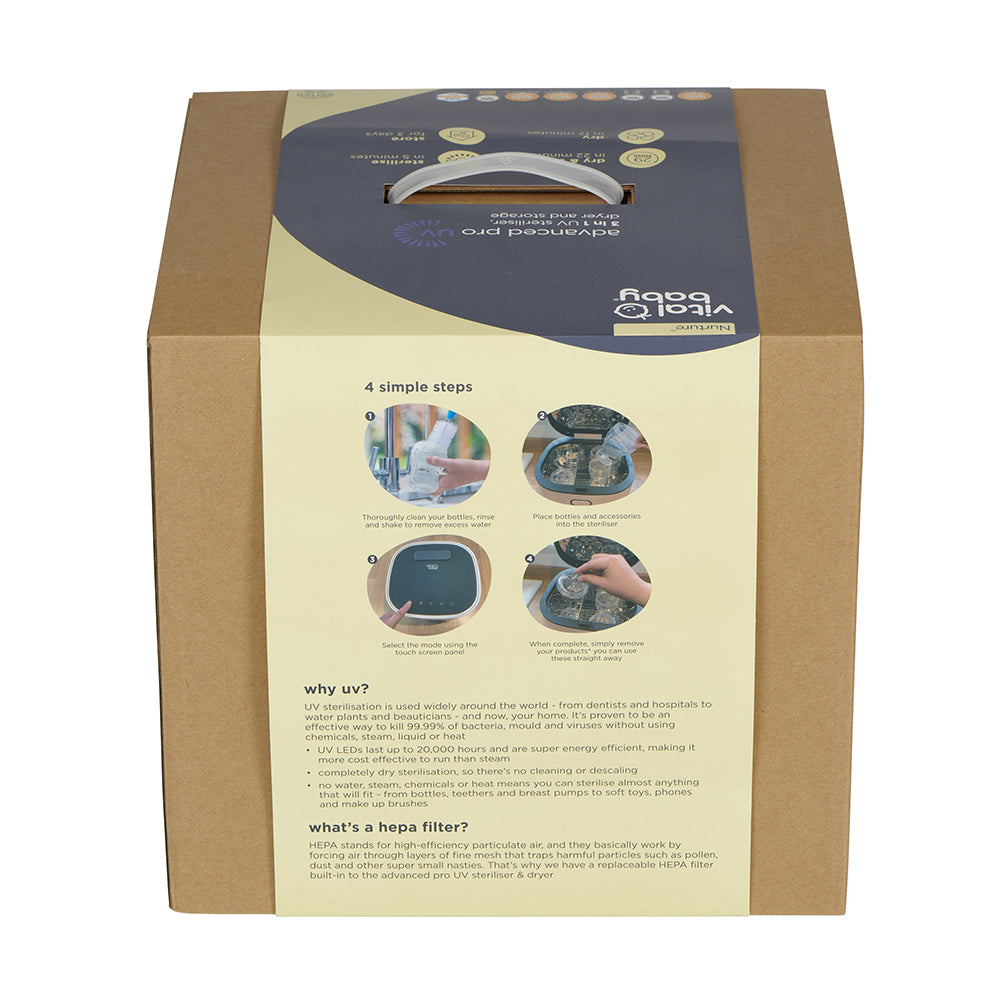 Vital Baby Nurture Advanced Pro UV Steriliser & Dryer - Smoky Blue