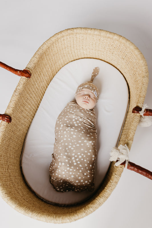 Copper Pearl Top Knot Hat - Fawn - 0-4 months