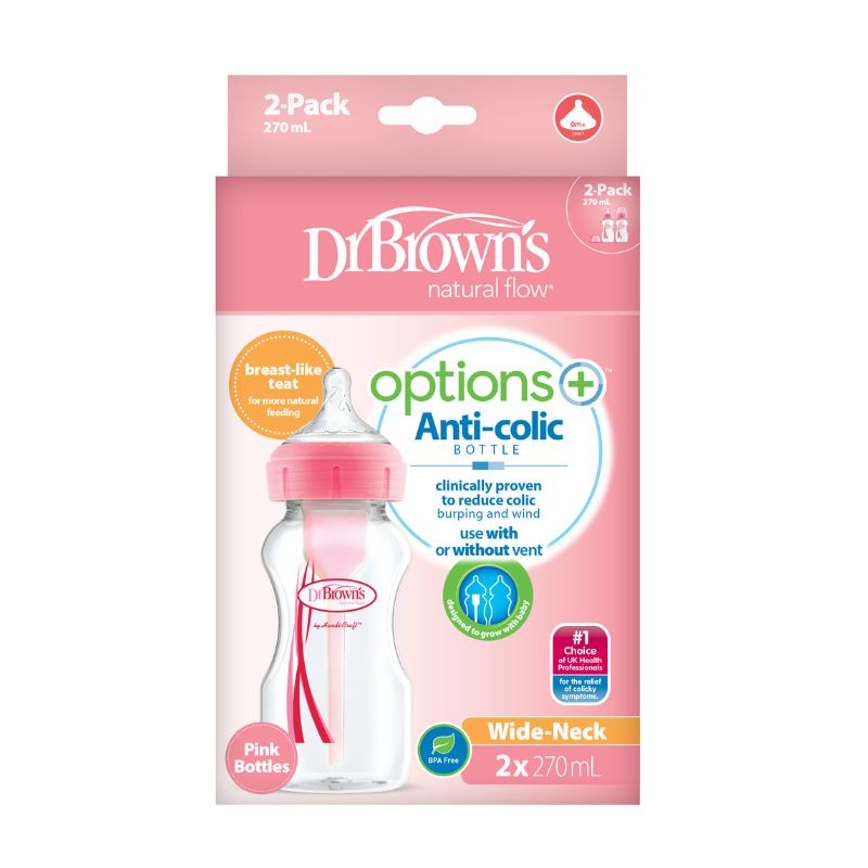 Dr Brown's Options+ Bottle - Pink - 270ml - 2 Pack
