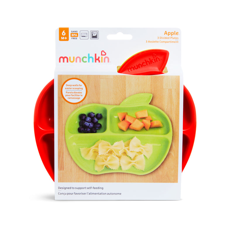 Munchkin Lil Apple Toddler Plates - 3 Pack