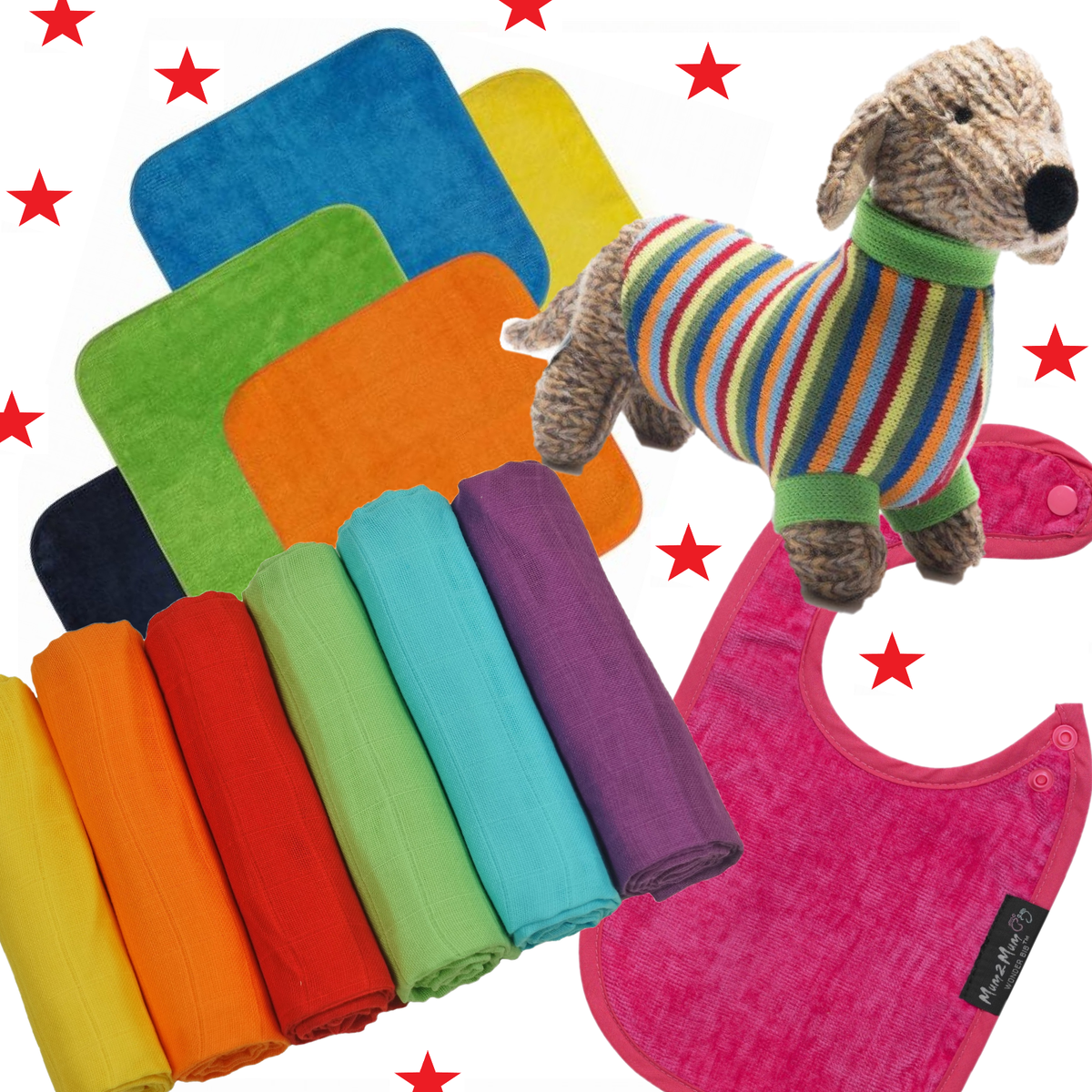 New Baby Gift Set with Soft Toy & Card - Rainbow