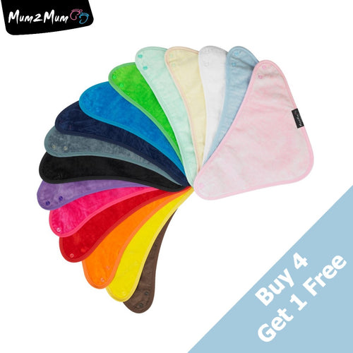 5 PACK - Mum 2 Mum Bandana Style Baby Bibs - ANY COLOURS