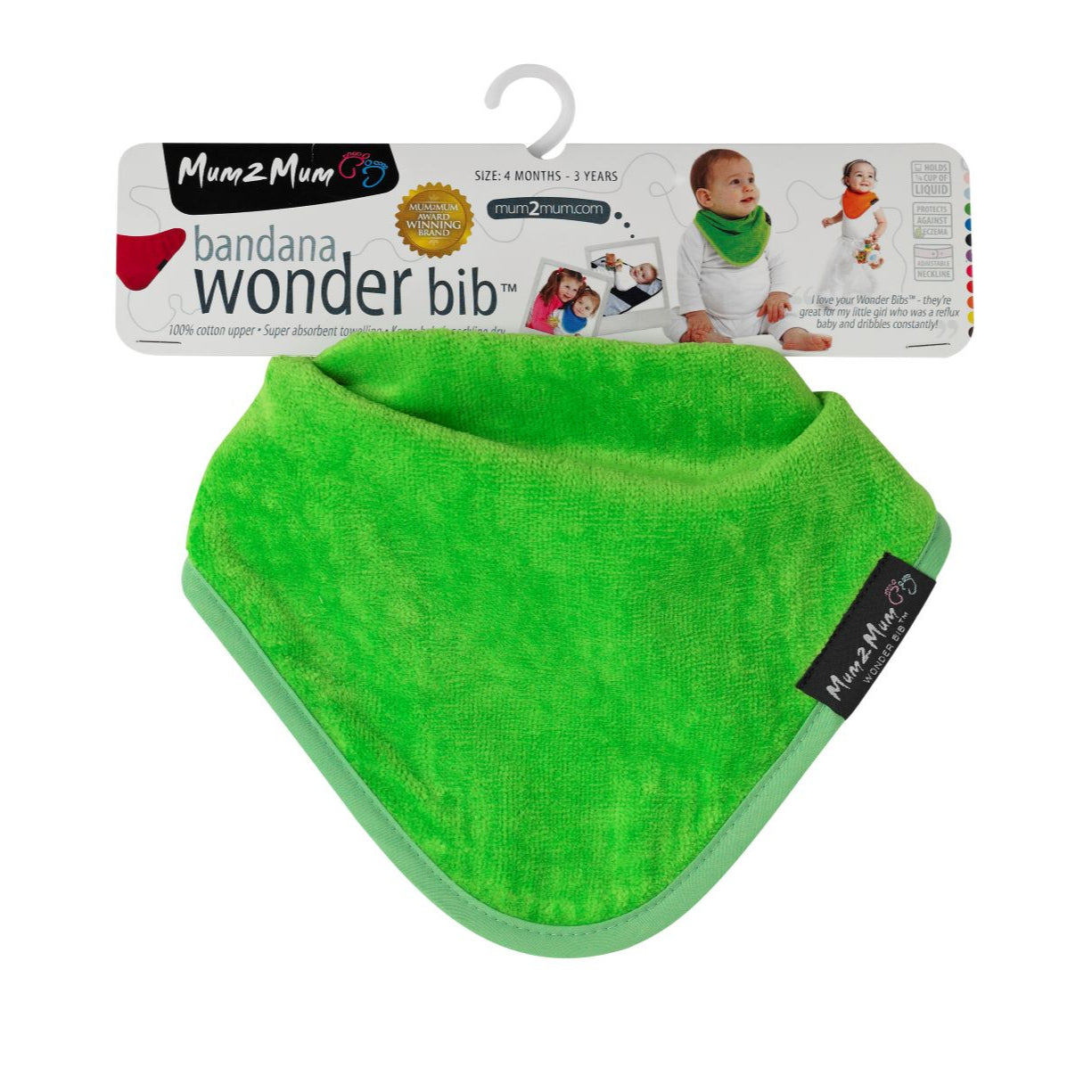 3 PACK - Mum 2 Mum Bandana Style Baby Bibs - Red / Lime / Teal