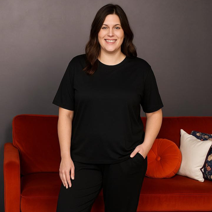Milkymoon Luxurious Cotton Breastfeeding Short Sleeved Loungewear / Pyjamas - Black