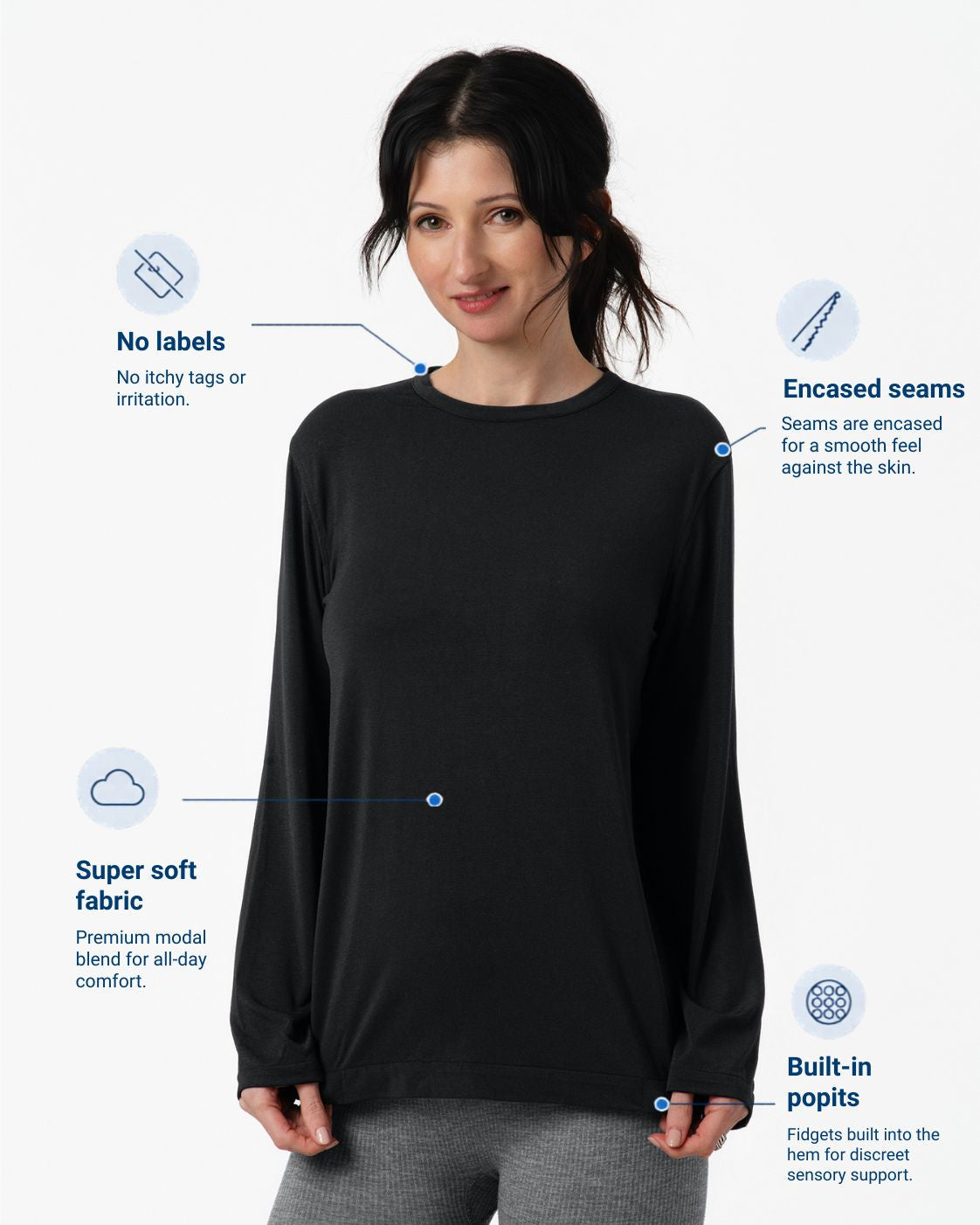 Comfa Adult Fidget-T Long-Sleeved - Black