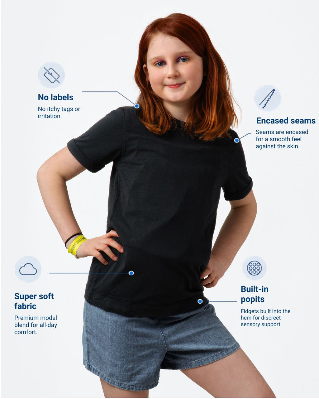 Comfa Kids Fidget-T – Short Sleeve - Black