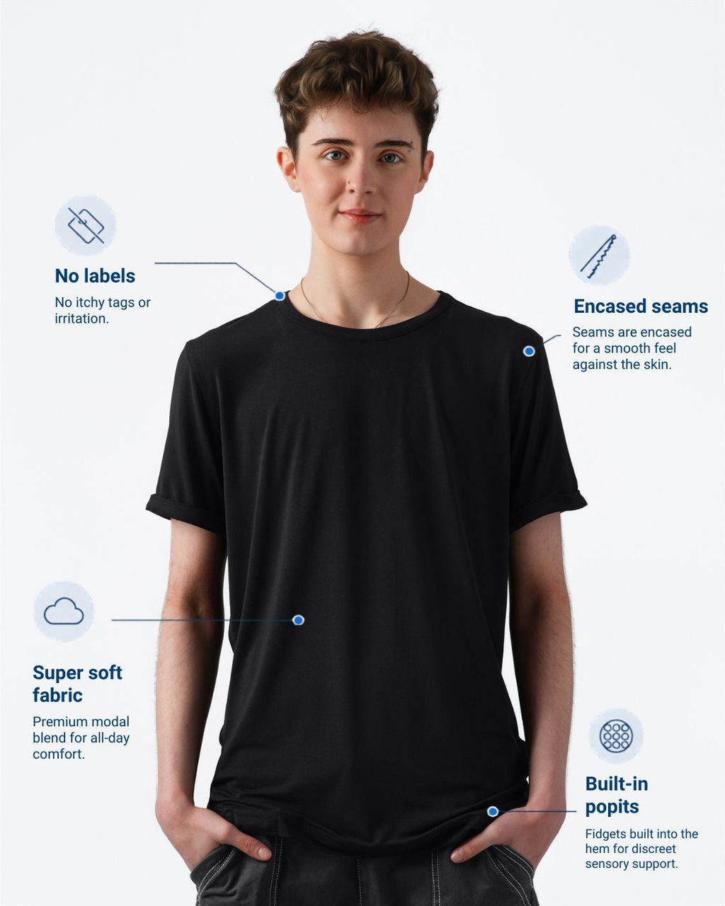 Comfa Adult Fidget-T Short Sleeve - Black