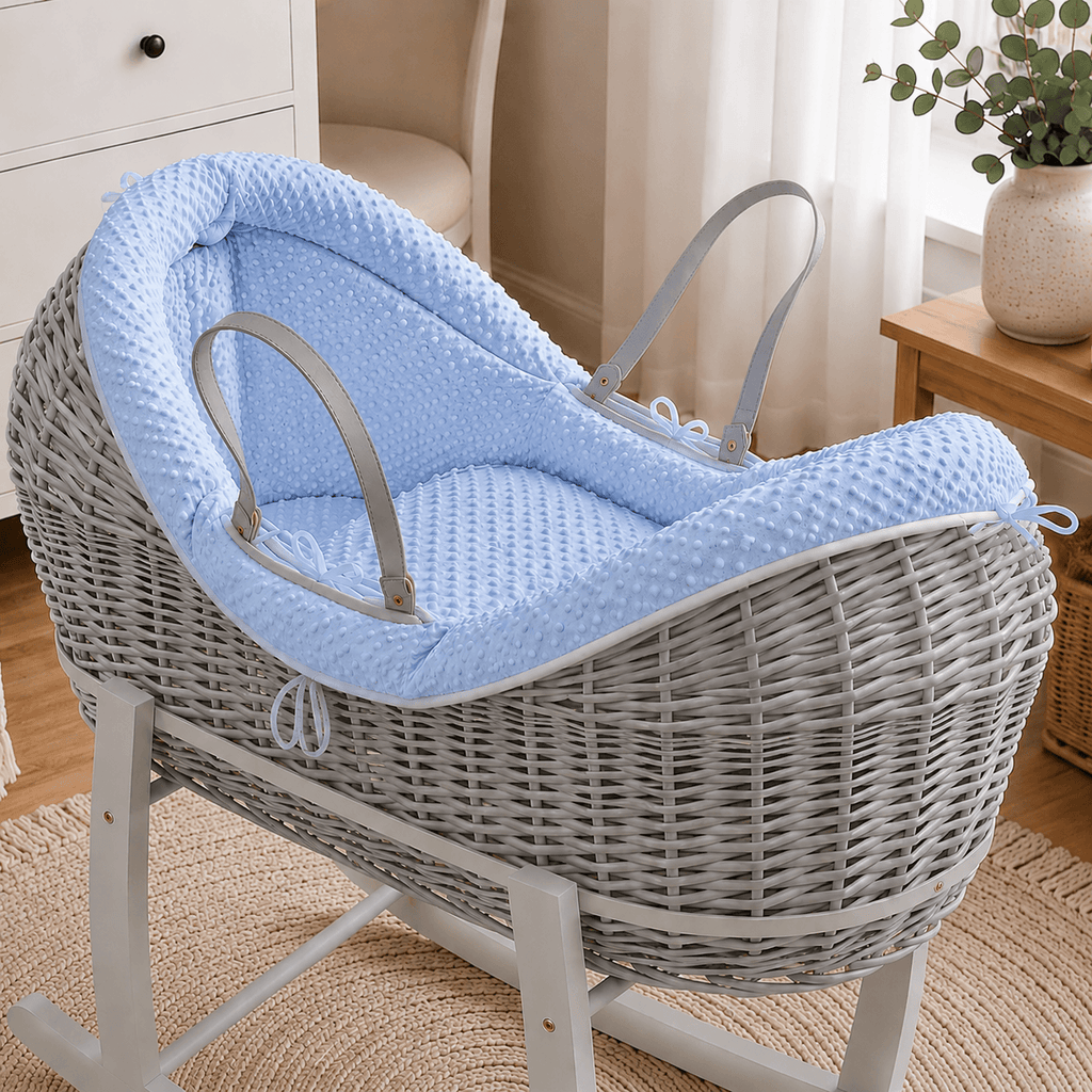 For Your Little One Pod Moses Basket Bedding Set - Blue Dimple (Basket Not Included!)