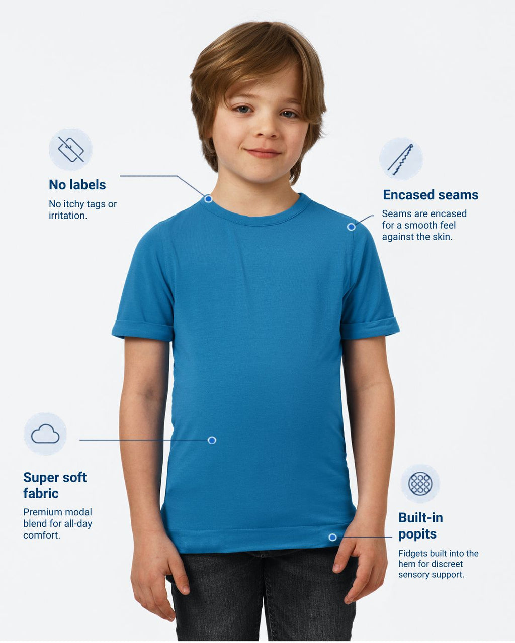 Comfa Kids Fidget-T - Short Sleeve - Blue