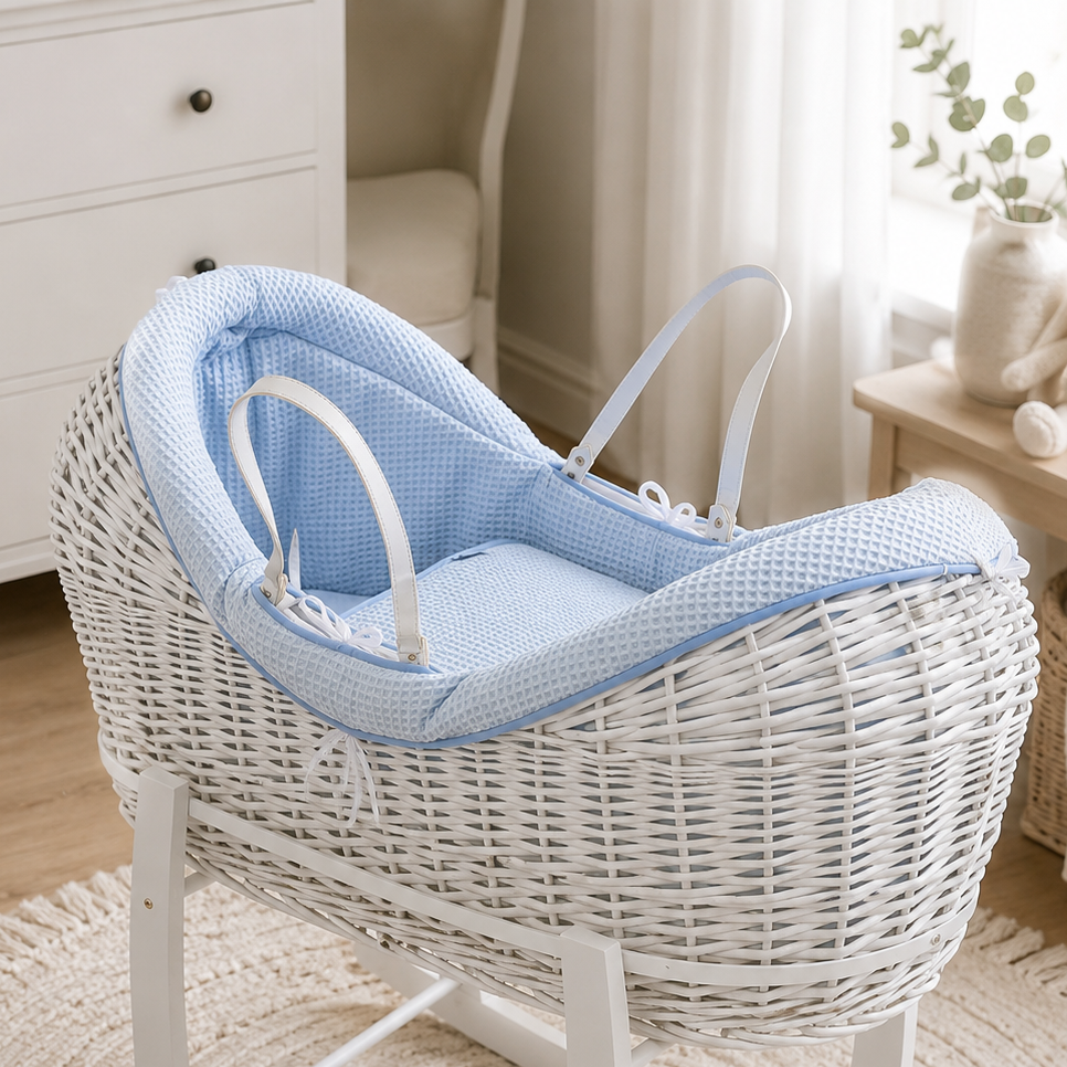 For Your Little One Wicker Pod Baby Deluxe Moses Basket with Bedding Set - No stand included