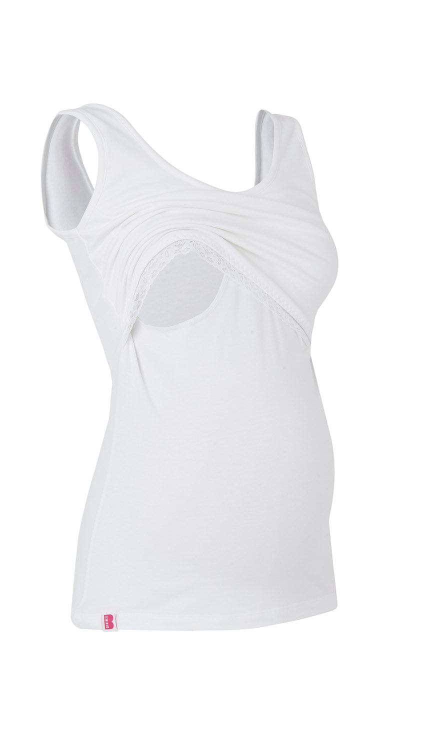 Bshirt Nursing Vest with Lace - White