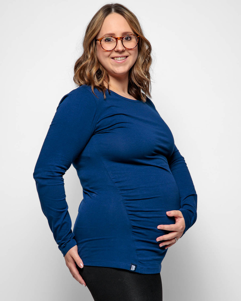 Bshirt Maternity Long Sleeved Top - Navy