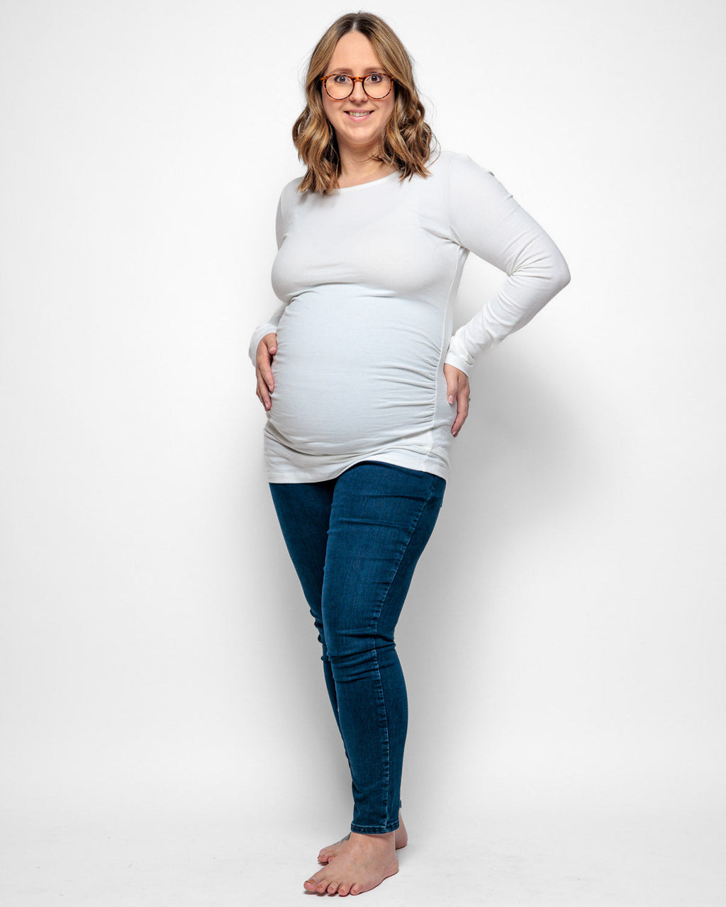 Bshirt Maternity Long Sleeved Top - White