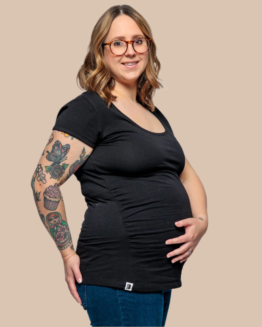 Bshirt Maternity Short Sleeved T-shirt - Black