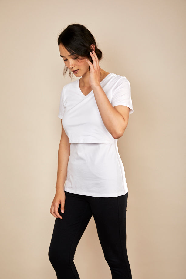 Bshirt Nursing V Neck T-shirt - White