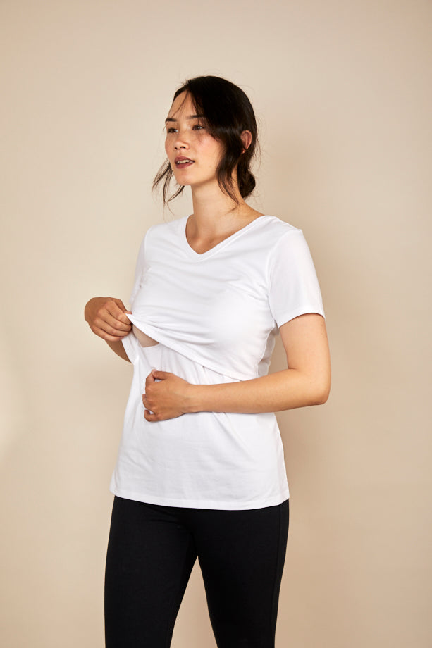 Bshirt Nursing V Neck T-shirt - White