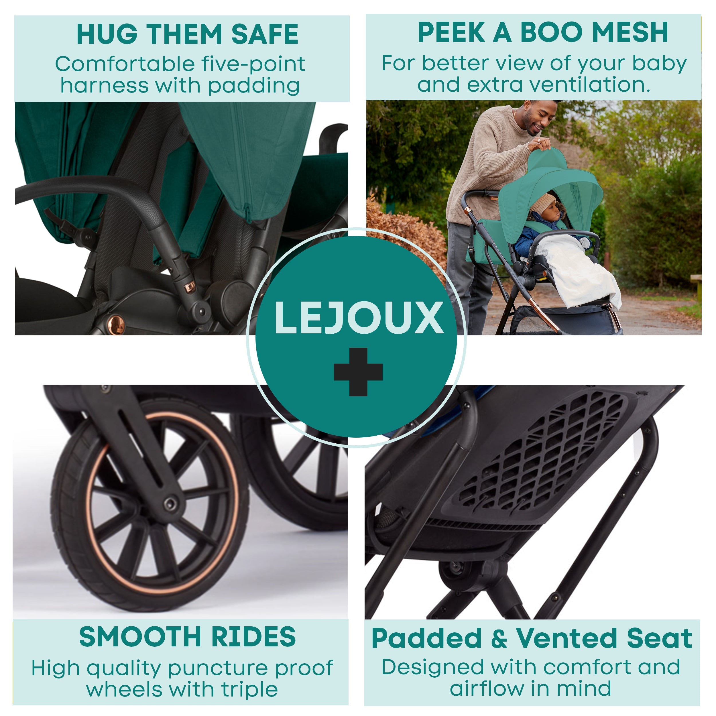 Lejoux+ Baby Pram Stroller Pushchair - 0 Months +