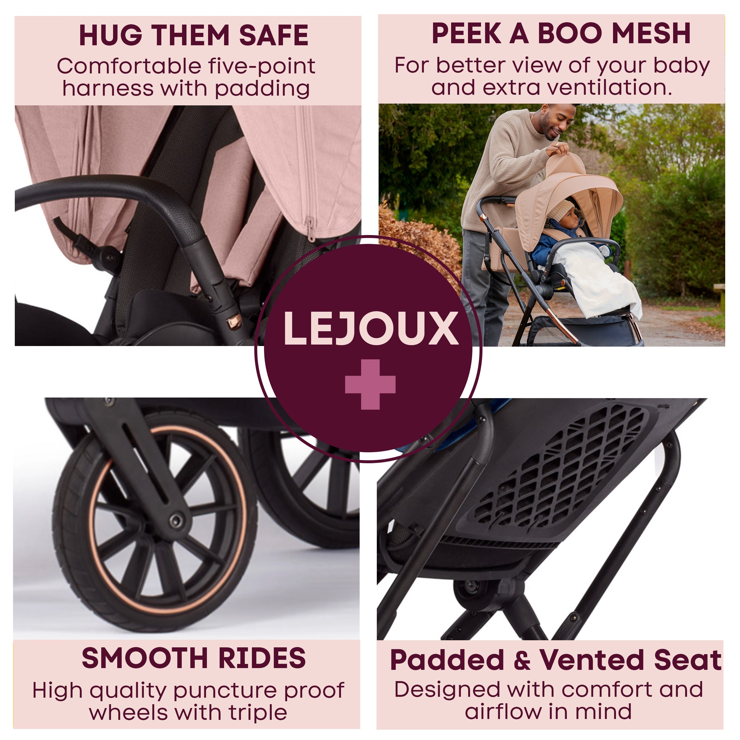 Lejoux+ Baby Pram Stroller Pushchair - 0 Months +