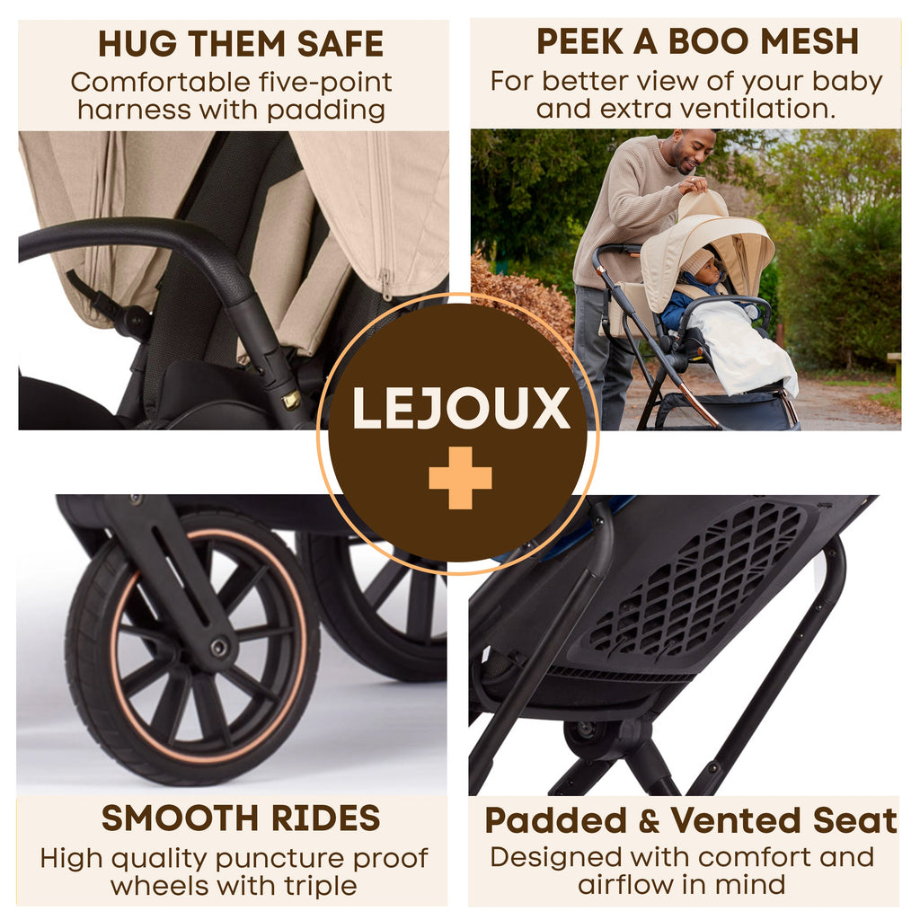 Lejoux+ Baby Pram Stroller Pushchair - 0 Months +
