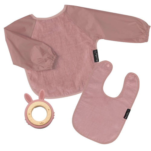 Dusty Pink Bibs & Teether Gift Set