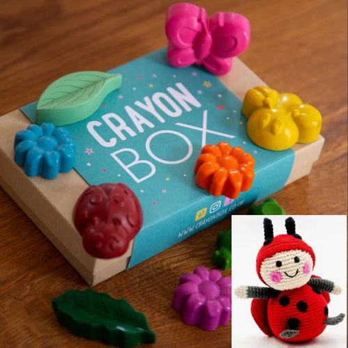 Minibeasts Crayon Set & Ladybird Rattle Gift Set