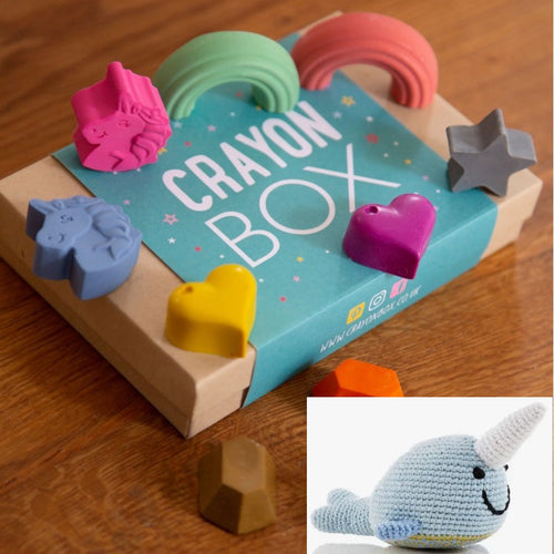 Bundle - Ensemble de crayons Licorne et coffret cadeau hochet Narwahl 