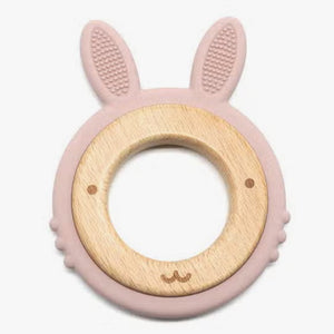 Bunny Teether Silicone and Beech Wood - Six Natural Colours