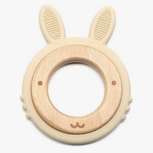 Bunny Teether Silicone and Beech Wood - Six Natural Colours