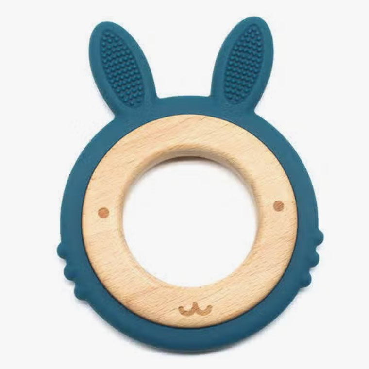 Bunny Teether in Silicone & Beech Wood - Six Natural Colours