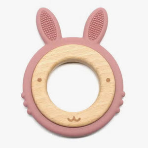 Bunny Teether Silicone and Beech Wood - Six Natural Colours