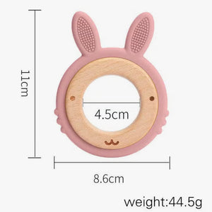 Anneau de Dentition Lapin Silicone et Hêtre - Six Couleurs