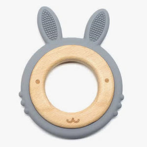 Bunny Teether Silicone and Beech Wood - Six Natural Colours