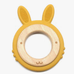 Bunny Teether Silicone and Beech Wood - Six Natural Colours