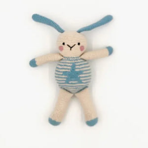 Bunny Toy and Ring Rattle Gift Set in Duck Egg Blue