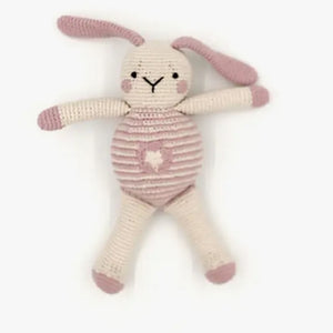 Bunny Toy and Ring Rattle Gift Set in Dusty Pink