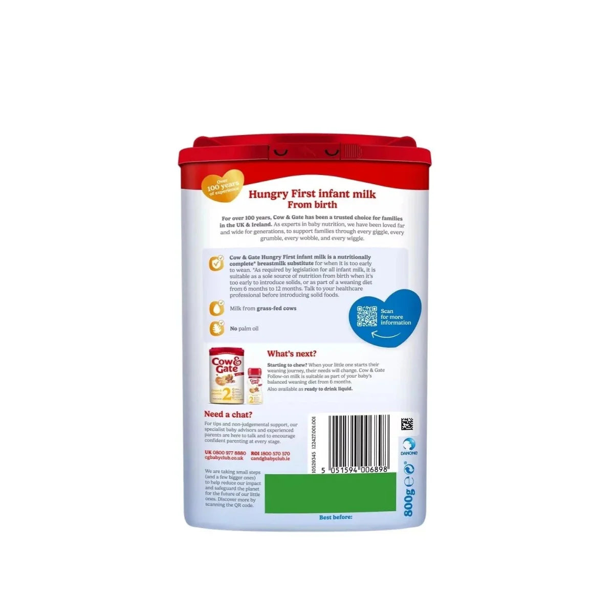 Cow and Gate 1 Hungry Baby Milk Formula - 0-6 months 800g
